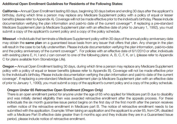 Guaranteed Issue Medicare CA MO OR